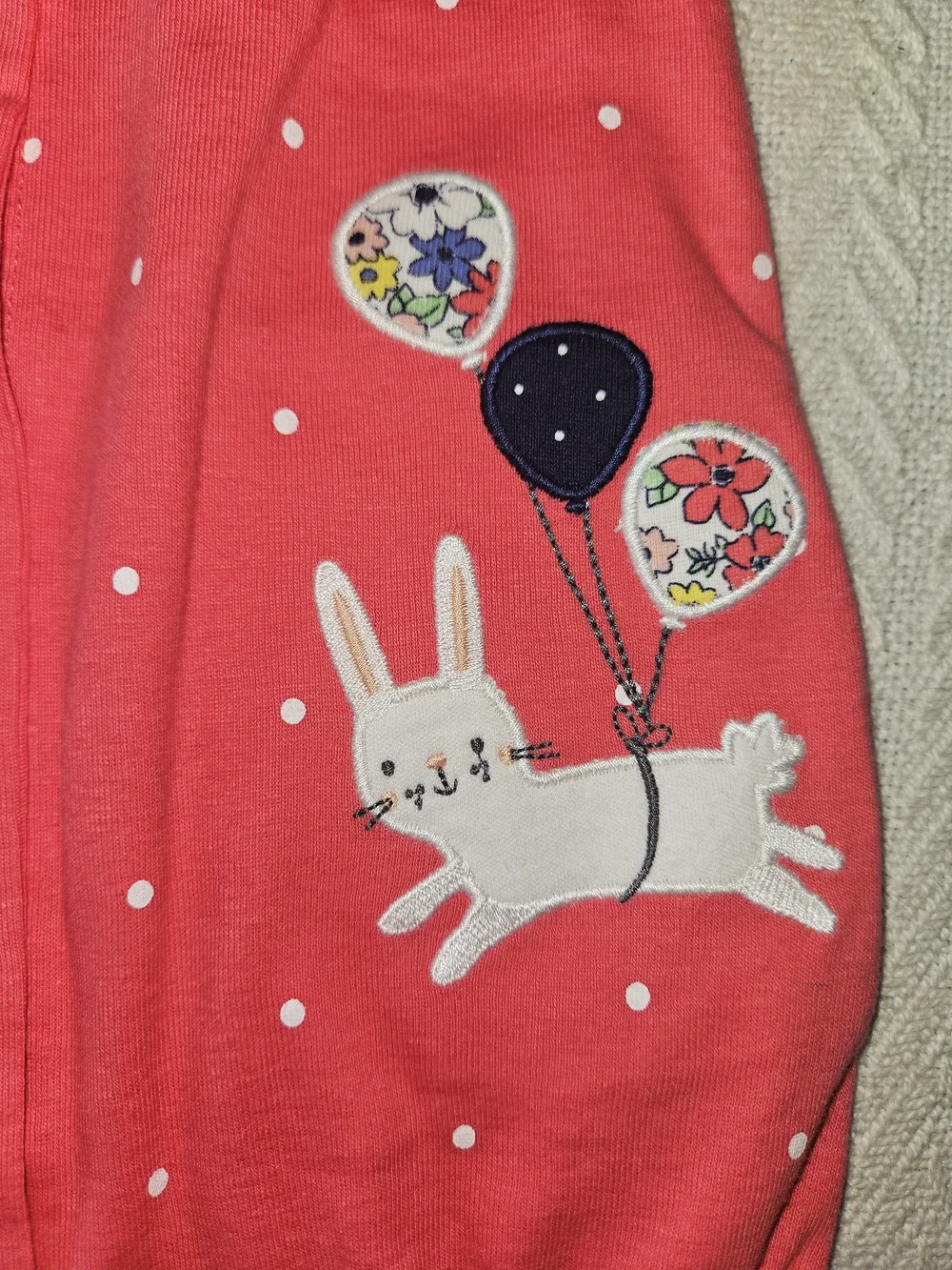 Carter's Coral Pink Polka Dot Bunny One-Piece Bodysuit